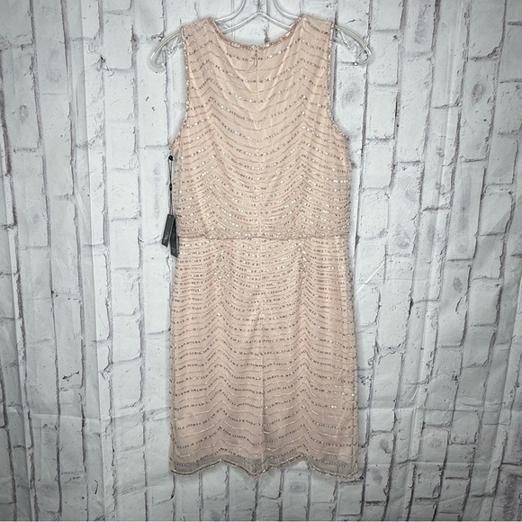 NWT Adrianna Papell Sleeveless Blousen Beaded Mini Dress Sz 8 Pink Glam Cocktail - Picture 2 of 10